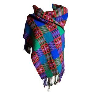 Luciano Soprani Vintage Plaid Scarf 66"L